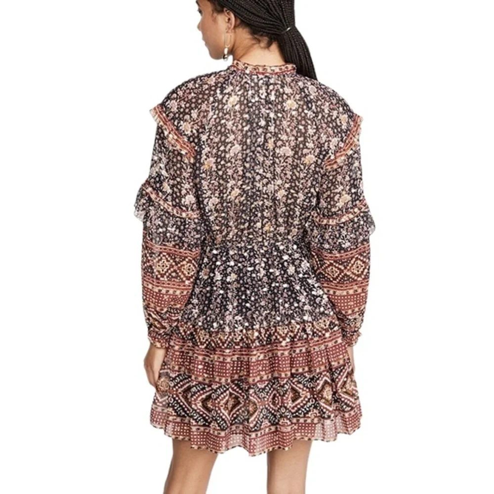ULLA JOHNSON Erisa Silk Ruffled Boho Dress - Picture 2 of 16